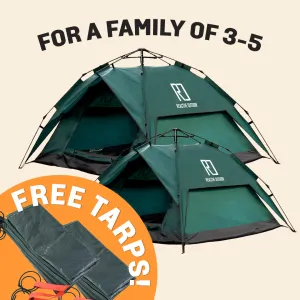 1 Small-Sized   1 Large-Sized 3 Secs Tent   2 FREE Camping Tarp (Family Package, EU)