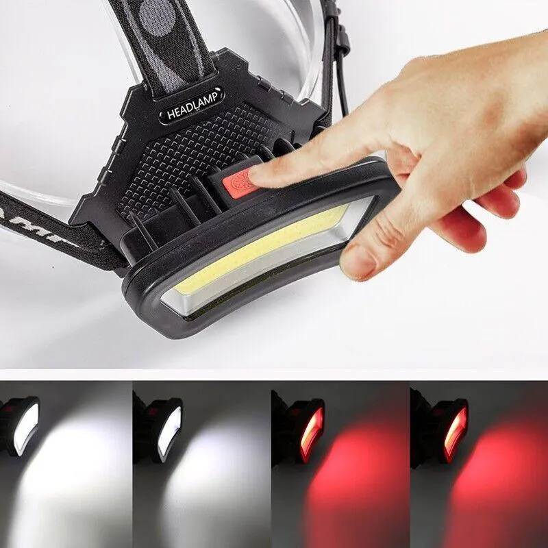 100000Lm USB Rechargeable COB LED Headlamp Torch for Work