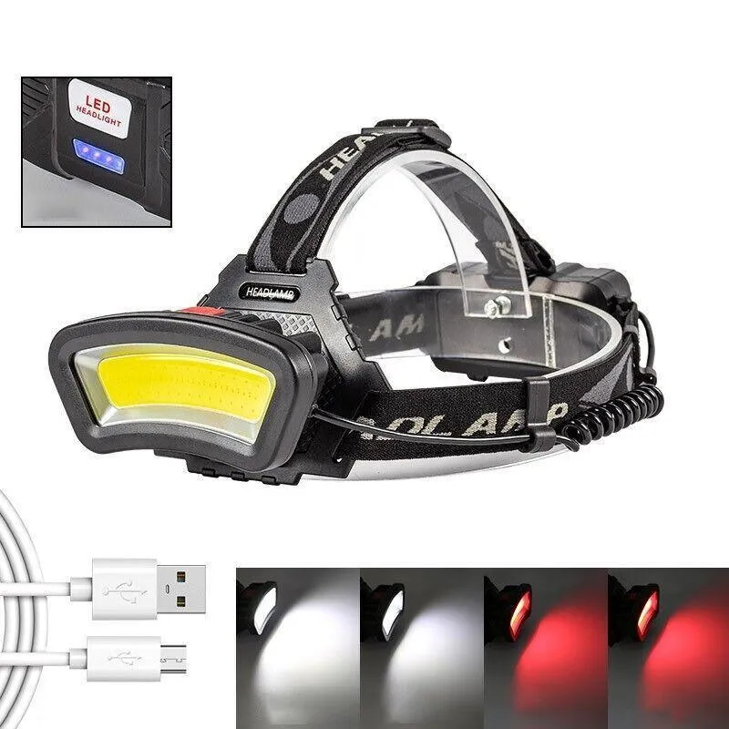 100000Lm USB Rechargeable COB LED Headlamp Torch for Work