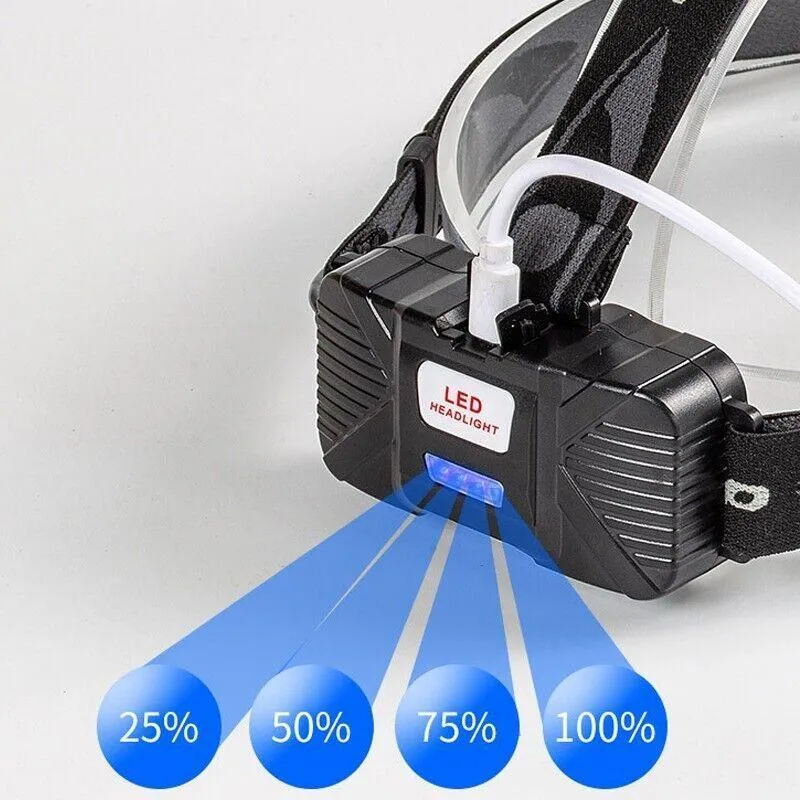 100000Lm USB Rechargeable COB LED Headlamp Torch for Work