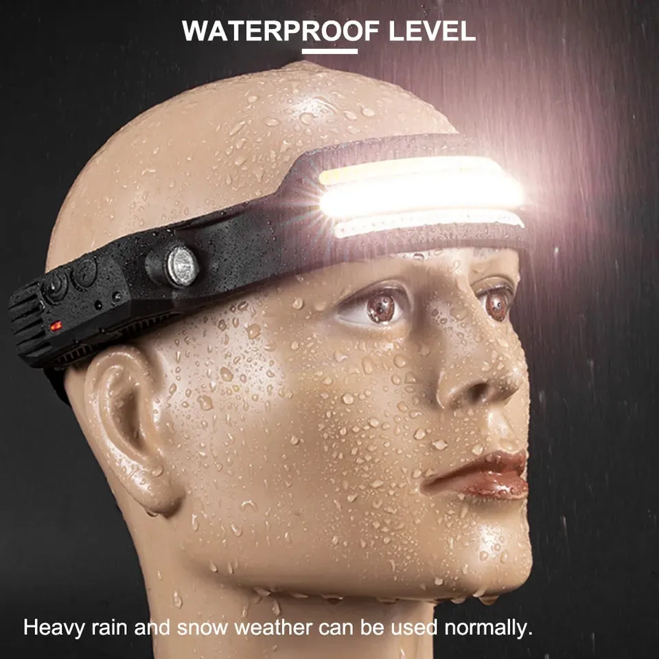 1000LM Silicone Motion Sensor Headlight IPX4 Waterproof COB Head Torch