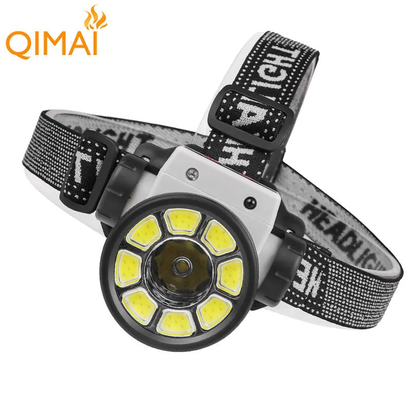 100W 8 COB LED Inductive Headlight Rechargeable IPX4 Waterproof 200M Range 45¡ã Floodlight Head