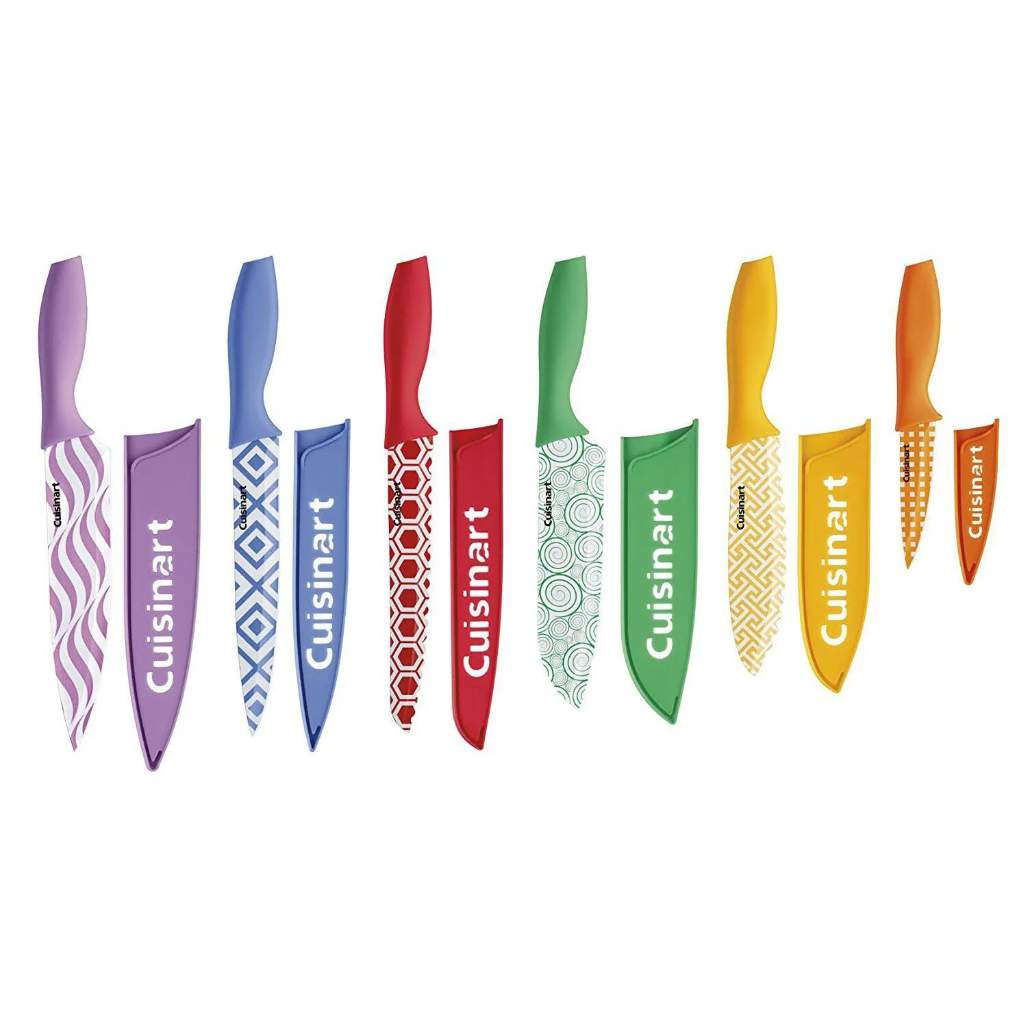 12-Piece Set: Cuisinart Printed Color Knife With Blade Guards