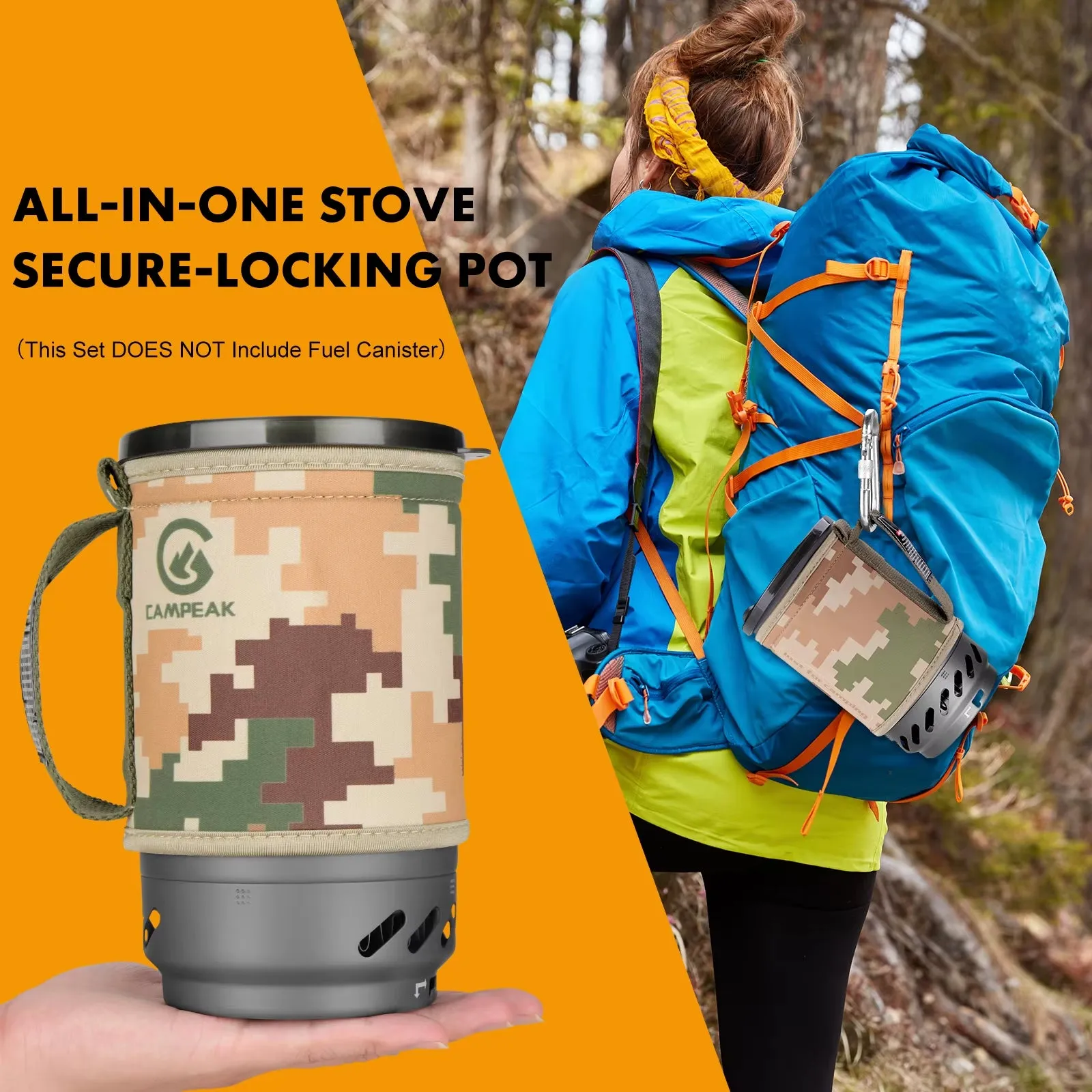 1.4L Backpacking Stove Camping Propane Cooking Gear | Portable Camp Burner System with Red Tripod