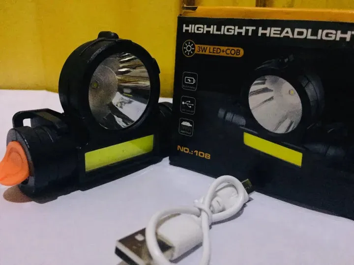 2 108 USB LED COB Model: Lamp Battery, in Charge Built-in with – 3W Torch Waterproof &amp; 1 Secure delivery High-demand products Headlight –