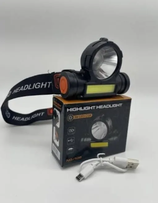 2 108 USB LED COB Model: Lamp Battery, in Charge Built-in with – 3W Torch Waterproof &amp; 1 Secure delivery High-demand products Headlight –