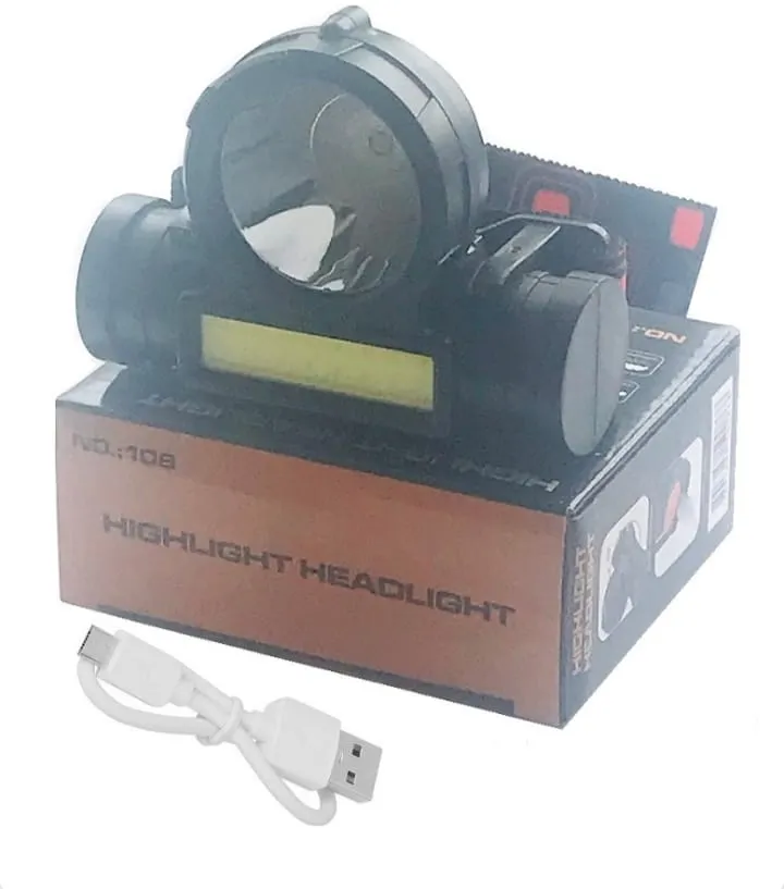 2 108 USB LED COB Model: Lamp Battery, in Charge Built-in with – 3W Torch Waterproof &amp; 1 Secure delivery High-demand products Headlight –