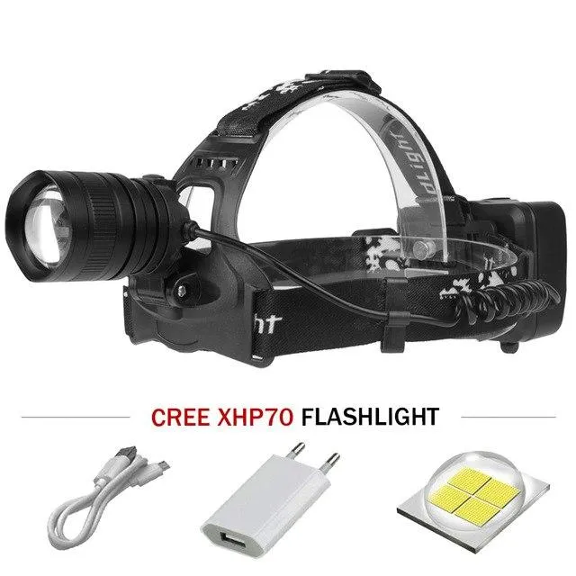 20000lm xhp70 headlights led headlamp super bright usb charging zoom Head Torch xhp70 lantern 18650 battery hunting camping