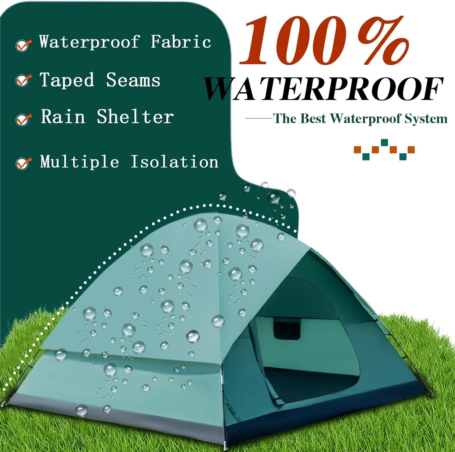 2/4/6 Person Dome Tent for Camping with Removable Rainfly, Waterproof & Windproof Tent Double Layer Tents for Camping, Easy Setup for Hiking Backpacking Picnic Backyard