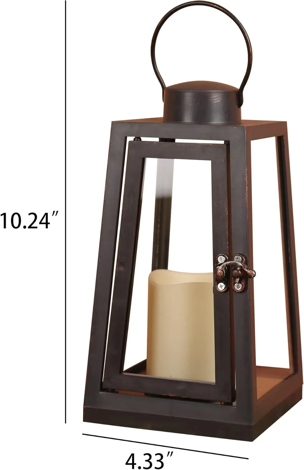 2pack Decorative Lantern 8.66" H with Dancing Flame LED Timer Candle, Hanging Lantern for Outdoor Garden/Indoor Use, Door- Opening 22cm Lantern, Plastic with Brozen Undertone,