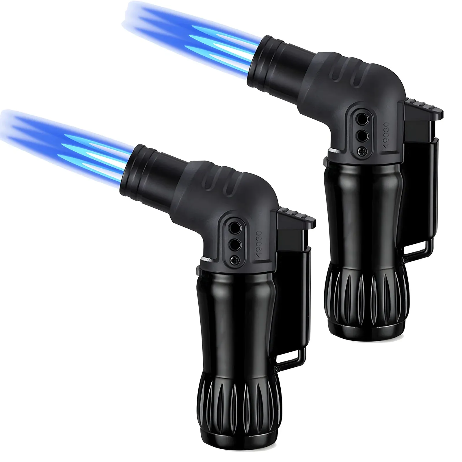 2pcs/Set Triple Jet Flame Torch Lighter Bend Head Design Refillable Butane Gas, Jet 3 Flame Windproof (Without Butane)