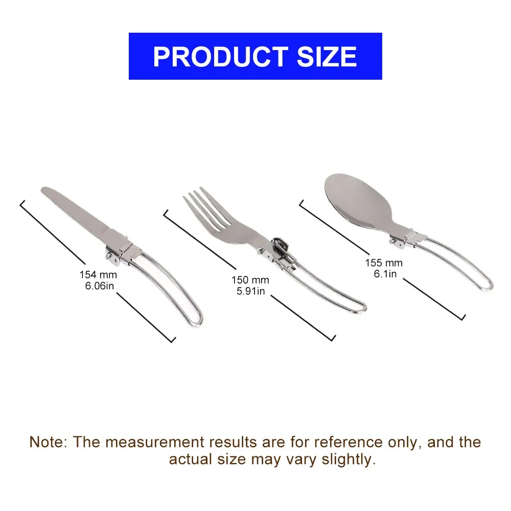 3 pcs 1 set Portable Outdoor Camping Travel Picnic Foldable Stainless Steel Cutlery Set Spoon Fork Knife tableware Free Shipping