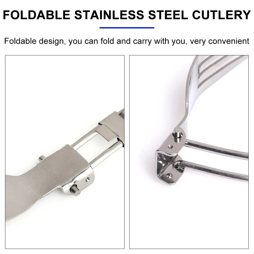 3 pcs 1 set Portable Outdoor Camping Travel Picnic Foldable Stainless Steel Cutlery Set Spoon Fork Knife tableware Free Shipping