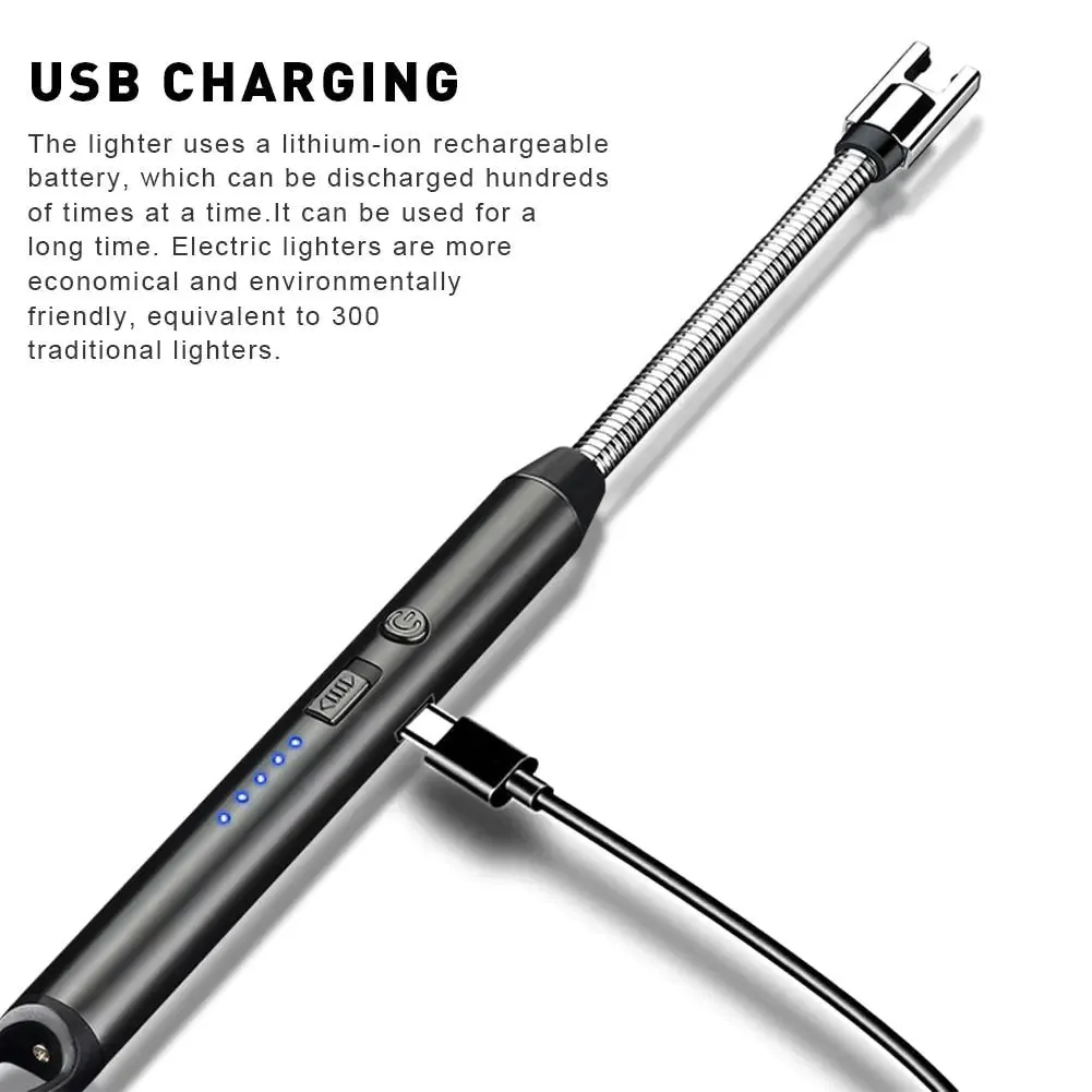 360° LED Electric Arc Lighter: USB Rechargeable, Windproof, Flameless Plasma Ignition for BBQ, Candles, Stoves