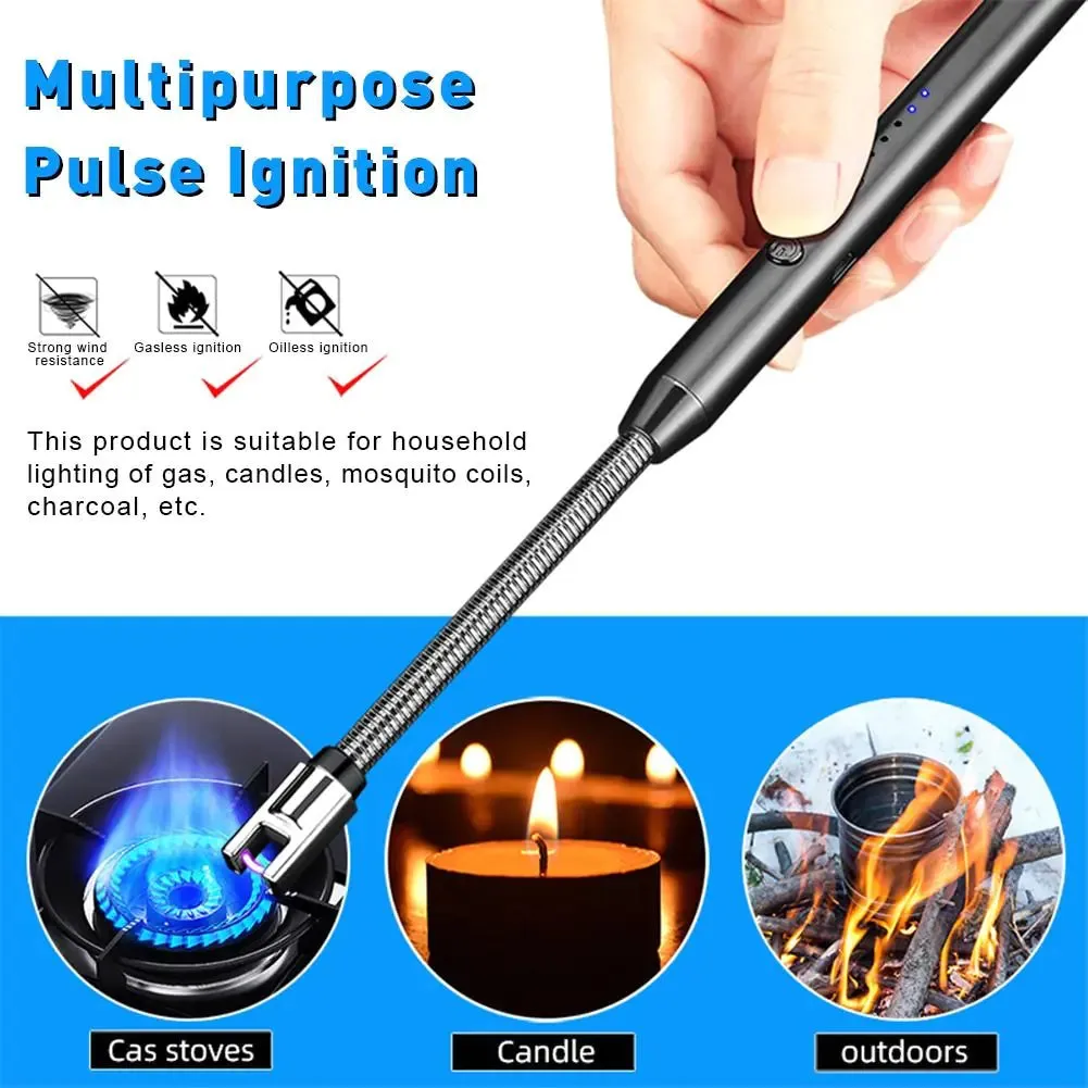 360° LED Electric Arc Lighter: USB Rechargeable, Windproof, Flameless Plasma Ignition for BBQ, Candles, Stoves