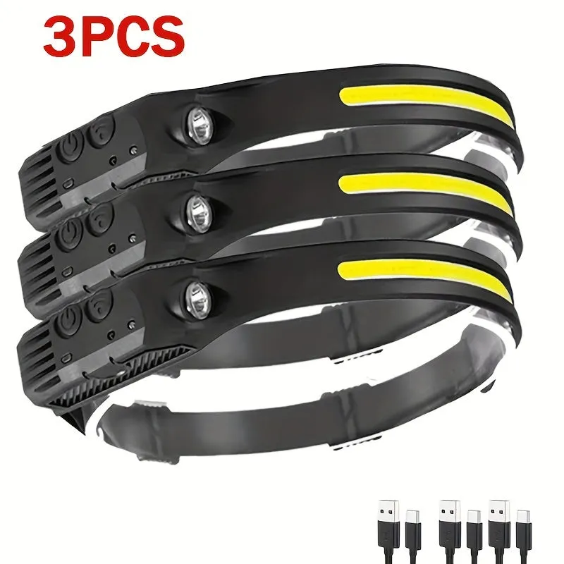3PCs COB&LED Headlamp
