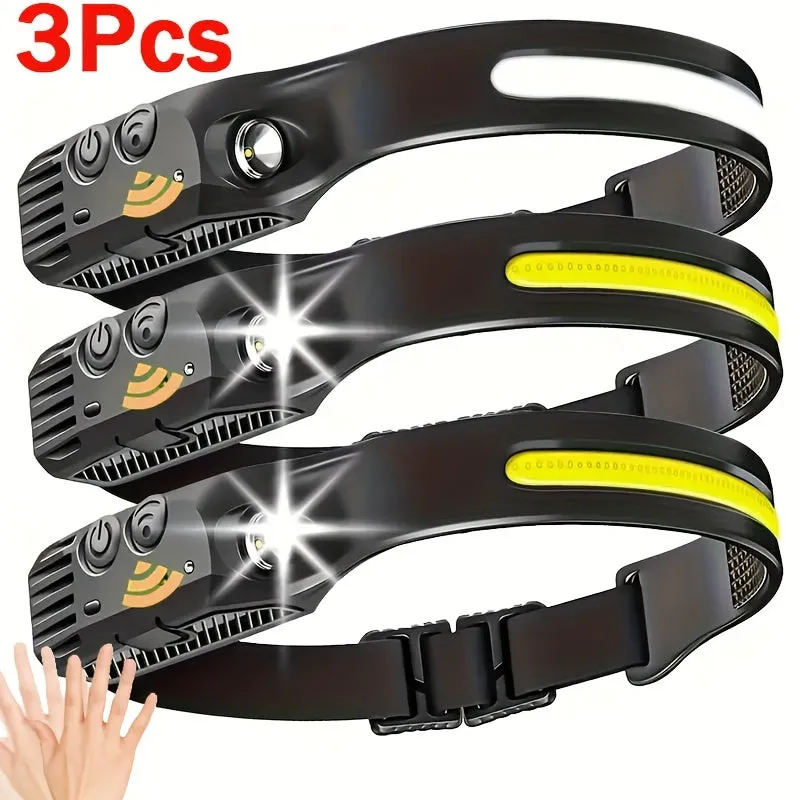 3PCs COB&LED Headlamp