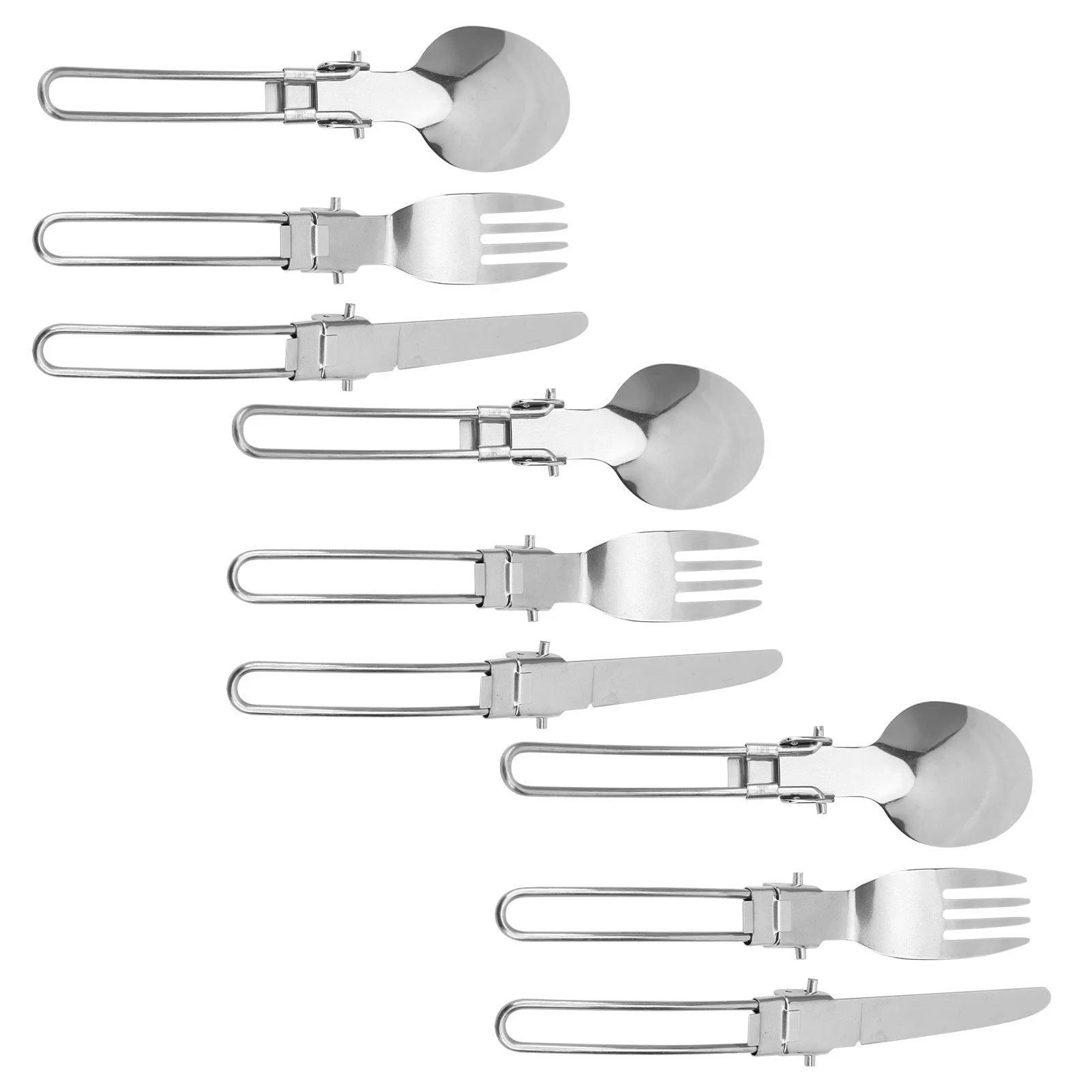 3Set Stainless Steel Portable Folding Cutlery Spoon Fork Knife Set Picnic Dinner Flatware
