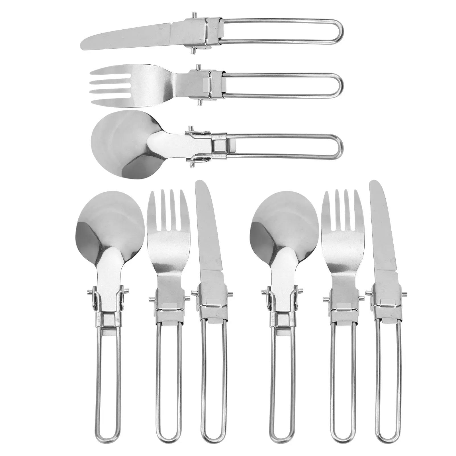 3Set Stainless Steel Portable Folding Cutlery Spoon Fork Knife Set Picnic Dinner Flatware