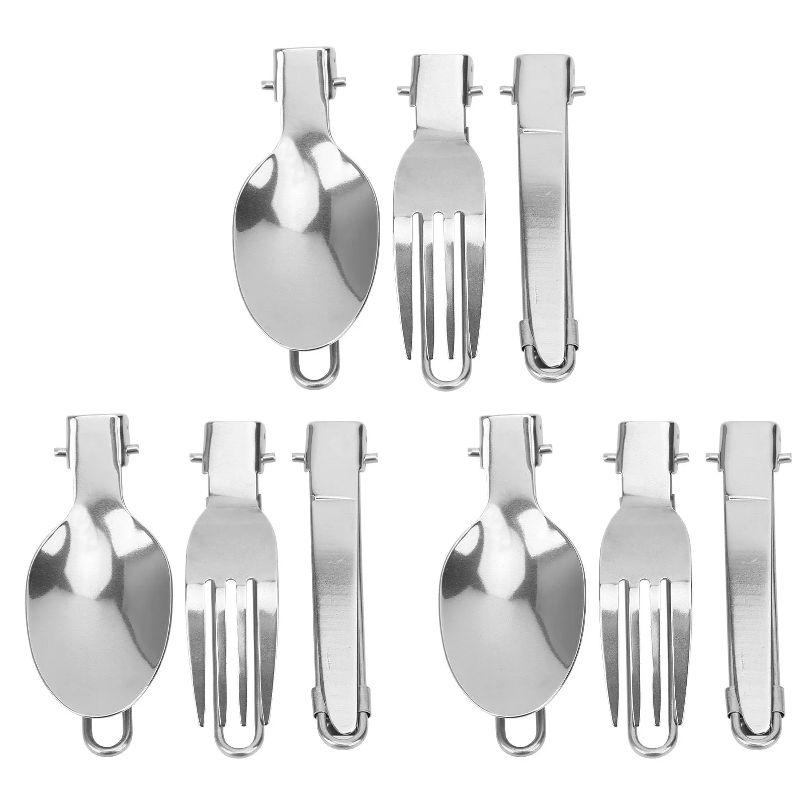 3Set Stainless Steel Portable Folding Cutlery Spoon Fork Knife Set Picnic Dinner Flatware