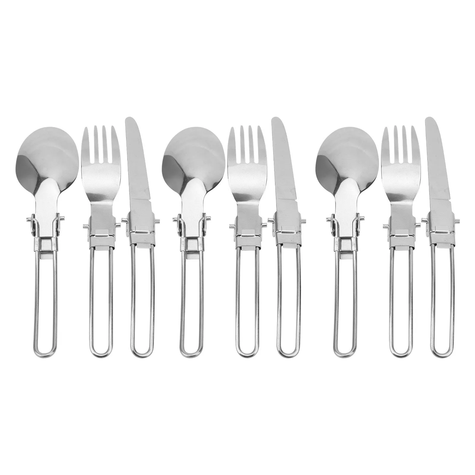 3Set Stainless Steel Portable Folding Cutlery Spoon Fork Knife Set Picnic Dinner Flatware