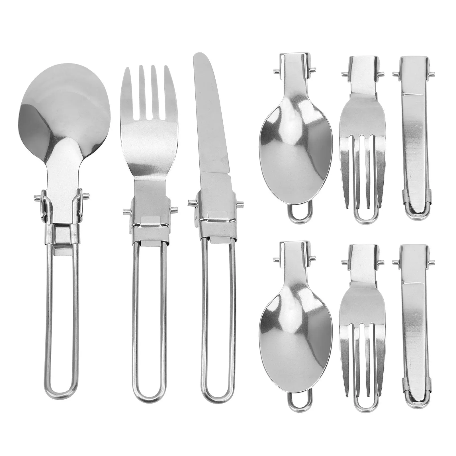 3Set Stainless Steel Portable Folding Cutlery Spoon Fork Knife Set Picnic Dinner Flatware