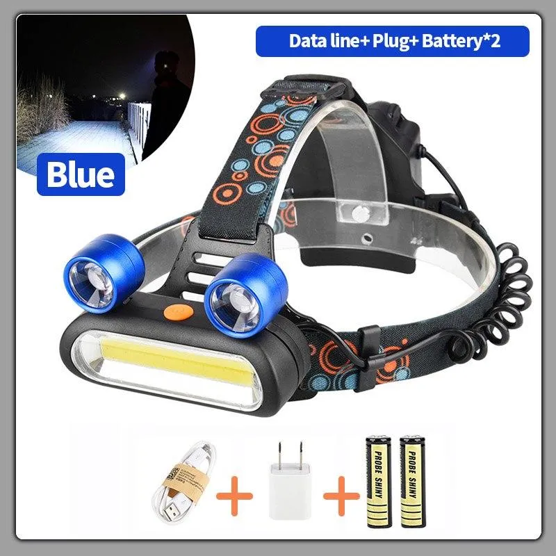 4-Mode XQ-168 COB LED Headlight USB Charger Head Torch Camping Fishing Hiking Night Riding Flashlight 18650 Battery 0727