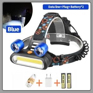 4-Mode XQ-168 COB LED Headlight USB Charger Head Torch Camping Fishing Hiking Night Riding Flashlight 18650 Battery 0727