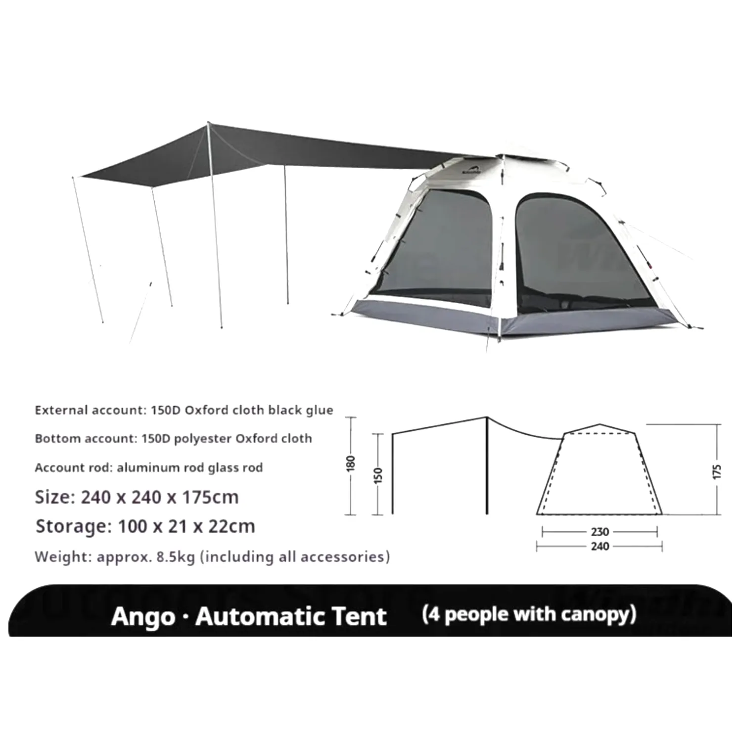  4 Naturehike Fraud-free Canopy) Flawless Tent (With Ango Automatic