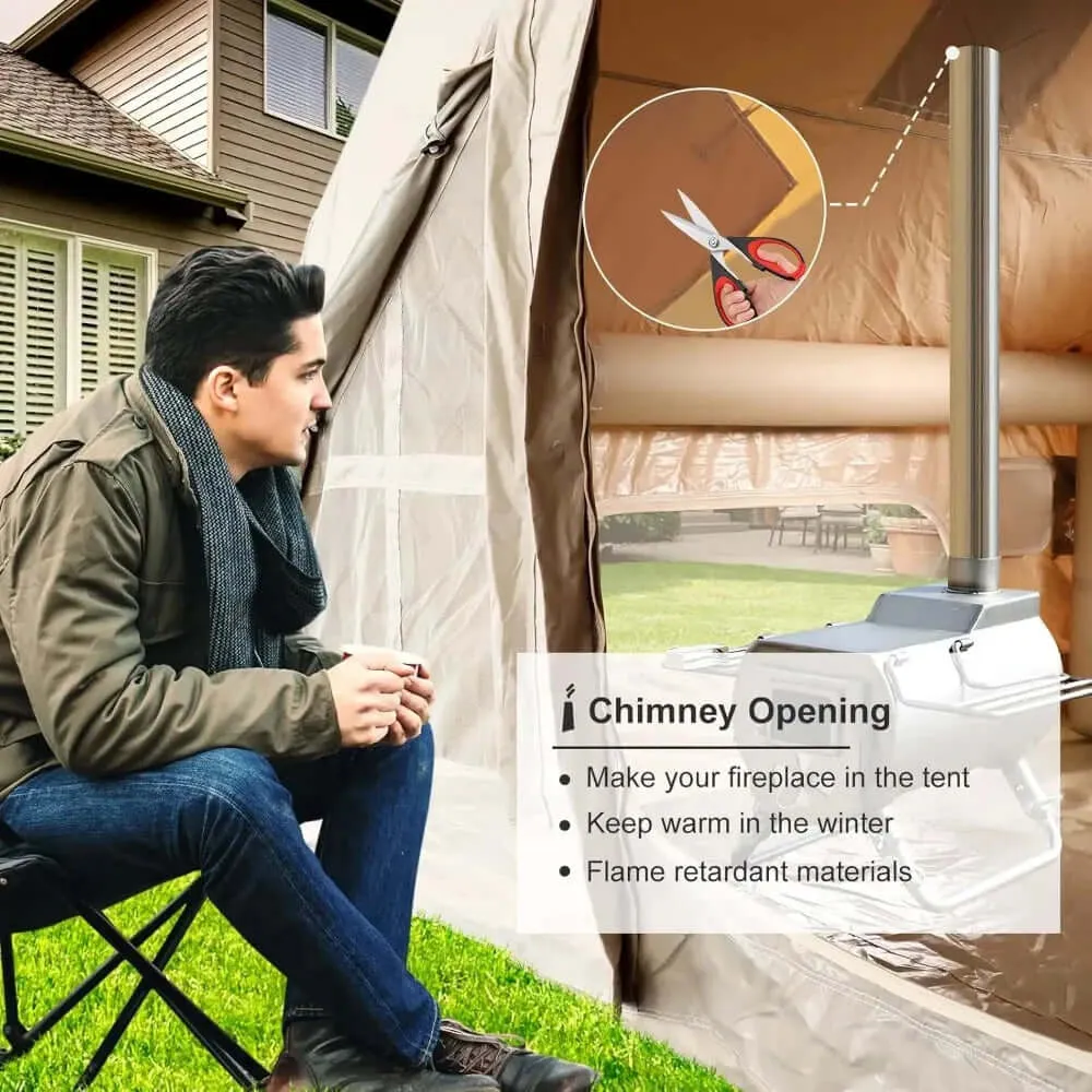 4-Person Inflatable Cabin Tent with Stove Jack