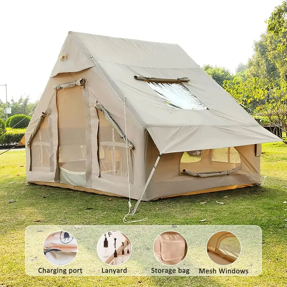 4-Person Inflatable Cabin Tent with Stove Jack
