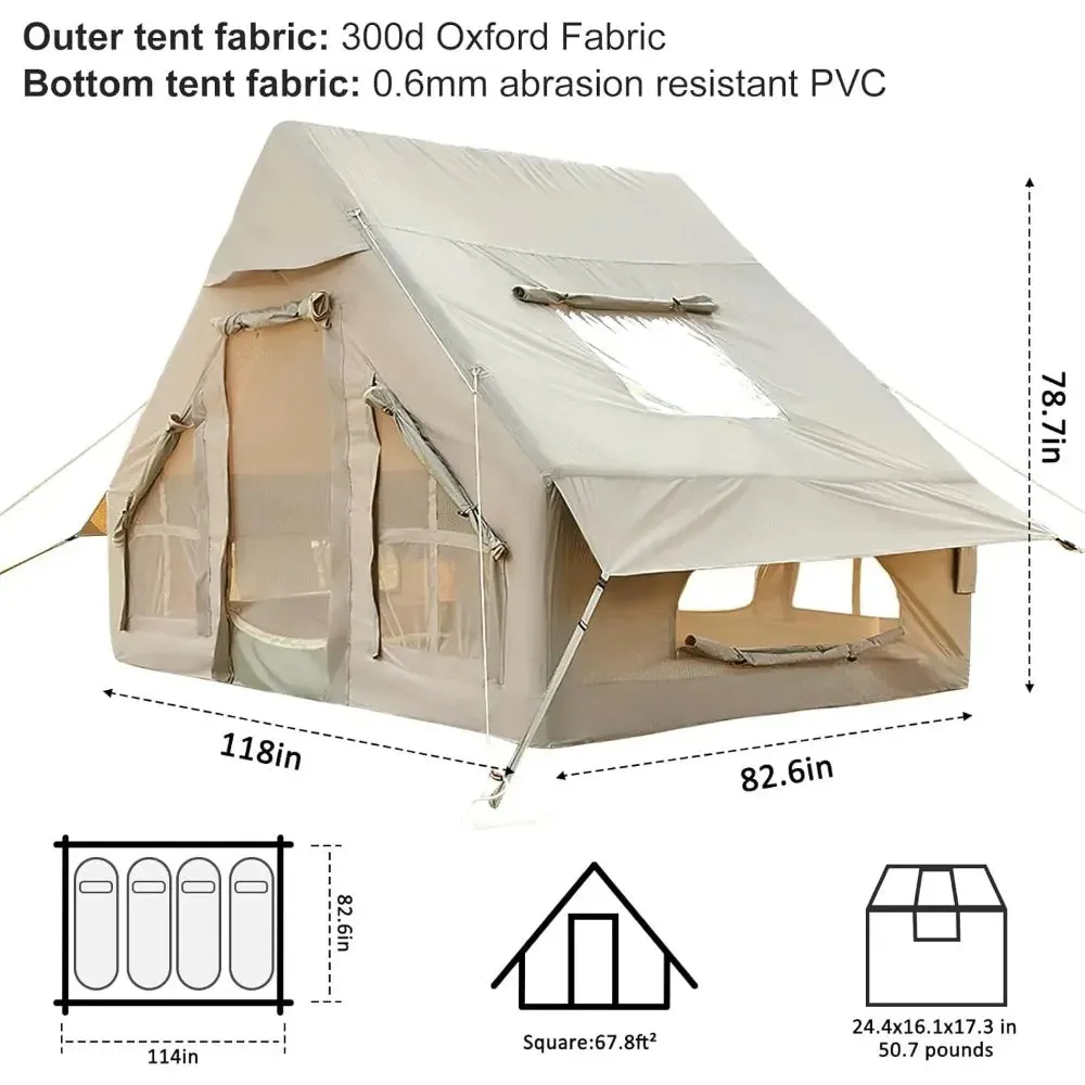 4-Person Inflatable Cabin Tent with Stove Jack