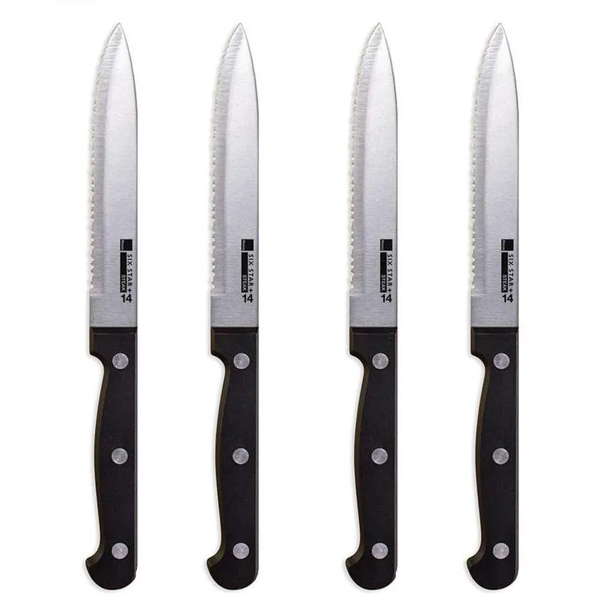 4-Piece Set: Steak Knife Set Stainless-Steel Serrated Blades
