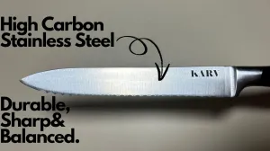 5 Inch Serrated Kitchen Knife - High Carbon Stainless Steel - Full Tang for Maximum Stability - Fruits, Vegetables, Tomato and Steak Knife