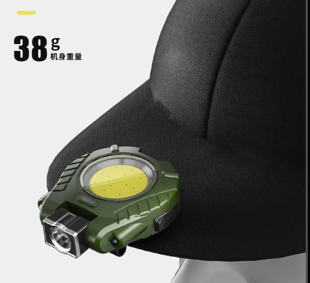 60000lm LED COB Hat Clip Headlamp Portable Mini Camping Head Light Multifunctional Dual Light Source Key Light Work Light Magnetic Light