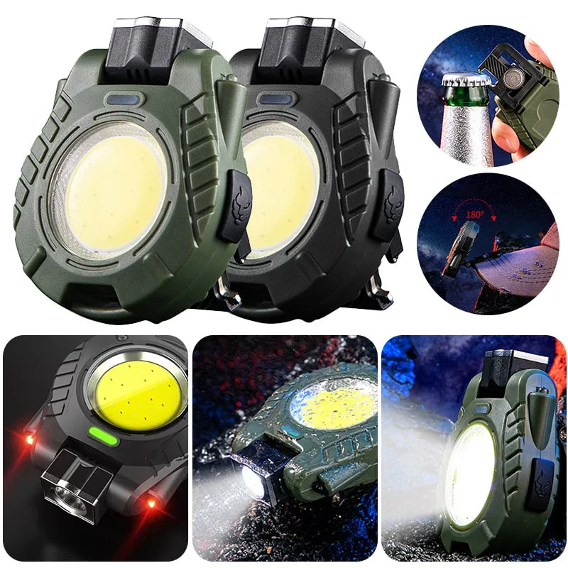 60000lm LED COB Hat Clip Headlamp Portable Mini Camping Head Light Multifunctional Dual Light Source Key Light Work Light Magnetic Light