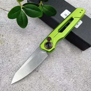 6.7in EDC Pocket Folding Knife, Assisted Button lock knife Knife for Men, 8Cr13Mov Blade, Aviation Aluminum Green Handle with Belt Clip, Portable for Camping Survival
