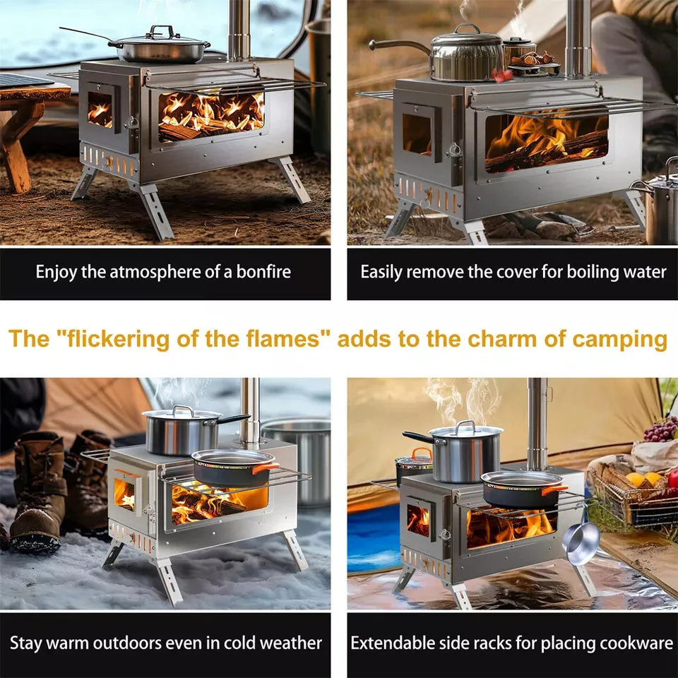 7-Pipe Portable Wood Stove – Perfect for Camping & Backyard