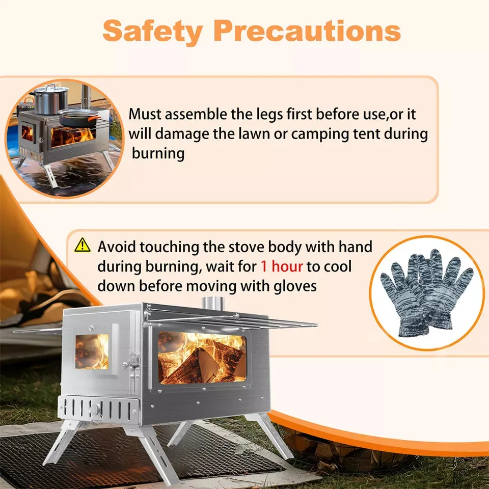 7-Pipe Portable Wood Stove – Perfect for Camping & Backyard