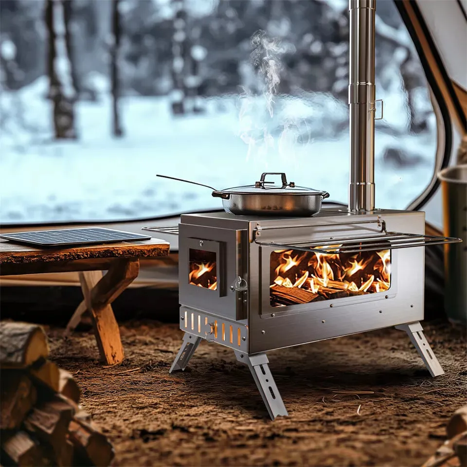 7-Pipe Portable Wood Stove – Perfect for Camping & Backyard