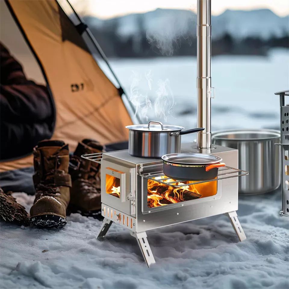 7-Pipe Portable Wood Stove – Perfect for Camping & Backyard