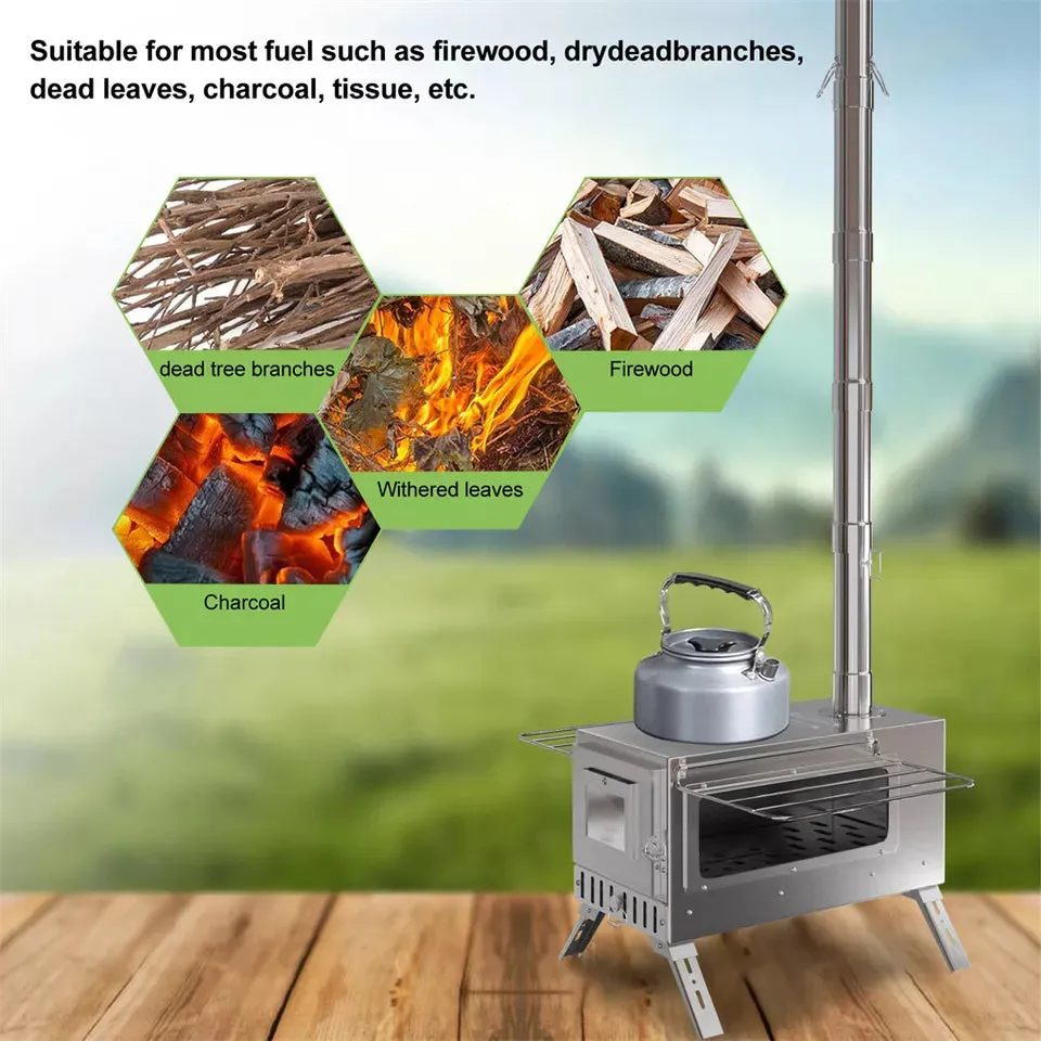 7-Pipe Portable Wood Stove – Perfect for Camping & Backyard