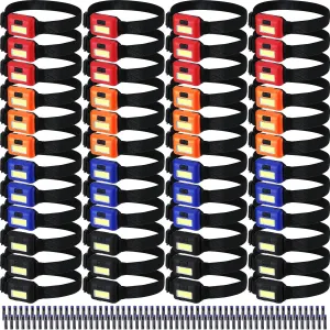 96 Pcs LED Headlamp Flashlight for Adults and Kids 1.34oz Head Lamp 800 Lumens with 3 Modes 288 AAA Batteries Waterproof Work Headlamp Flashlights Bulk COB Headlight for Running Camping