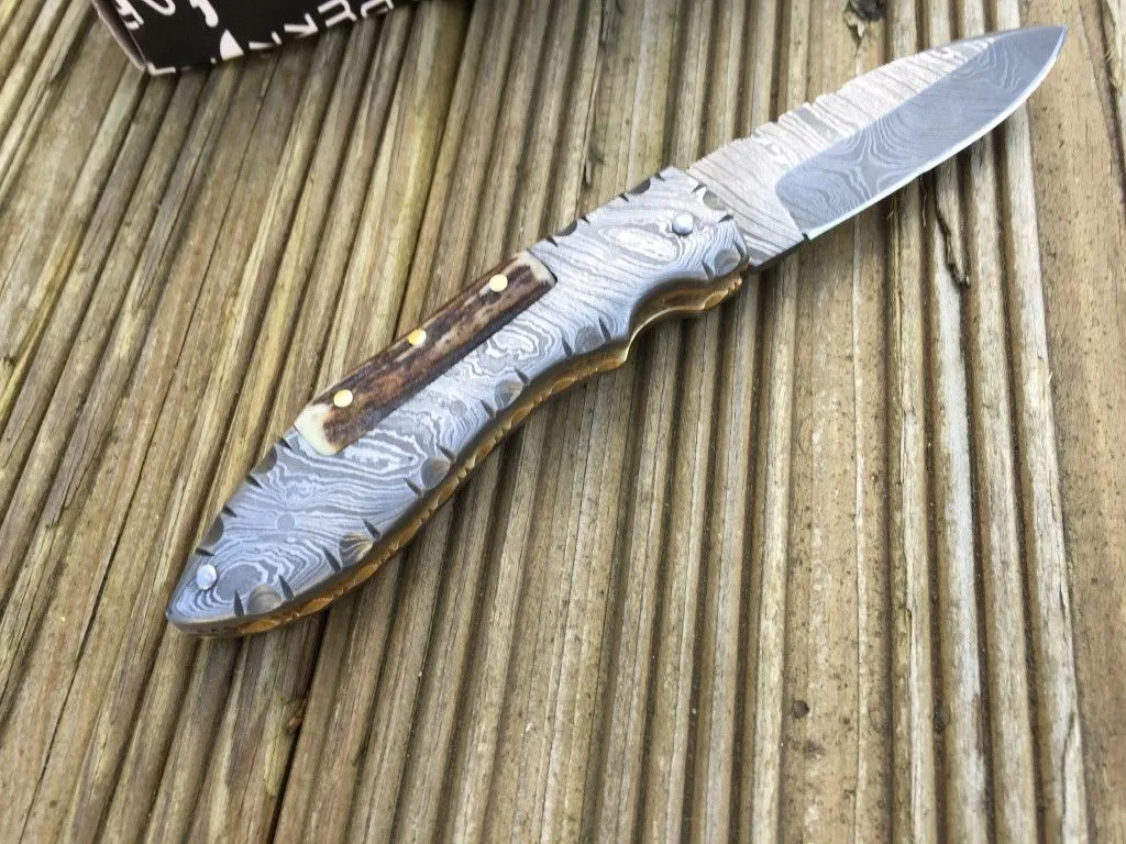 All Damascus Legal to Carry Folding Knife