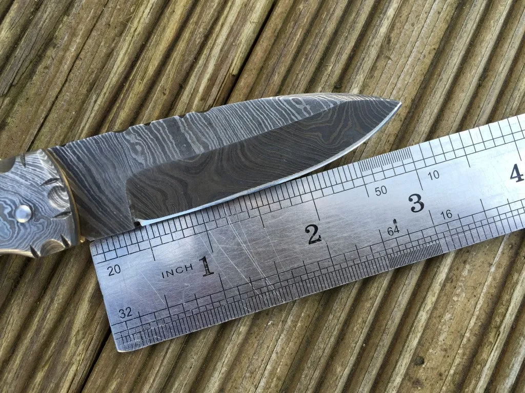 All Damascus Legal to Carry Folding Knife