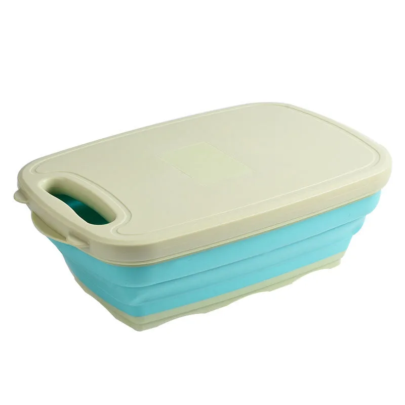 Anti-Overflow Groove Kitchen Chopping Board 9 In 1 Foldable Drainage Basket