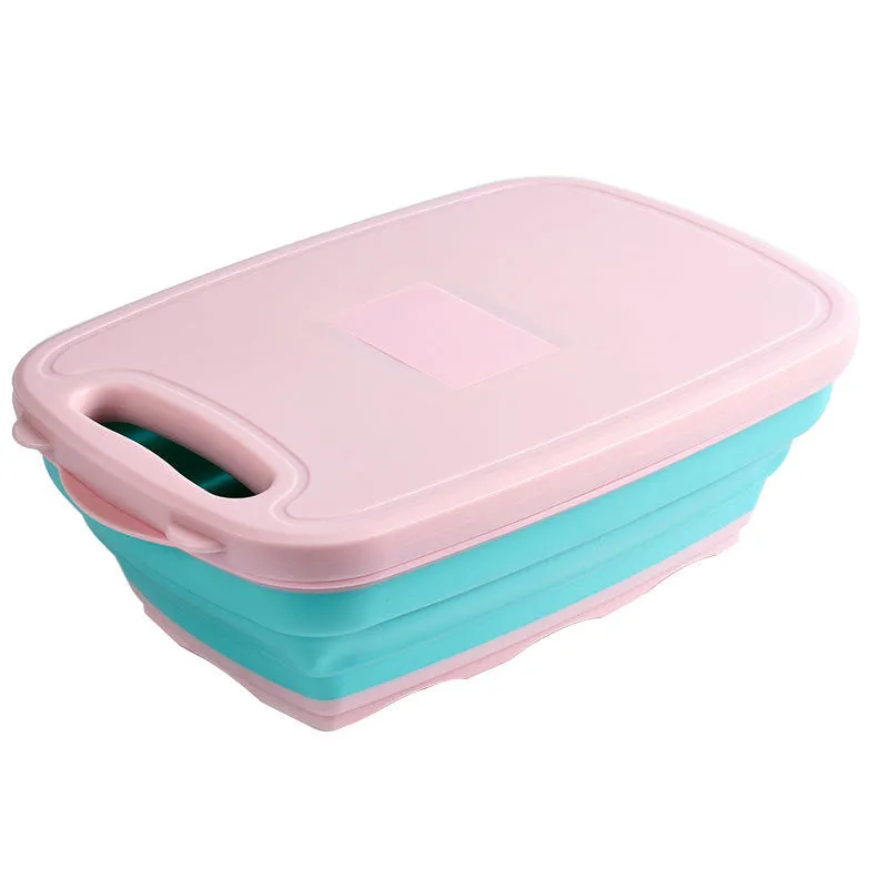 Anti-Overflow Groove Kitchen Chopping Board 9 In 1 Foldable Drainage Basket