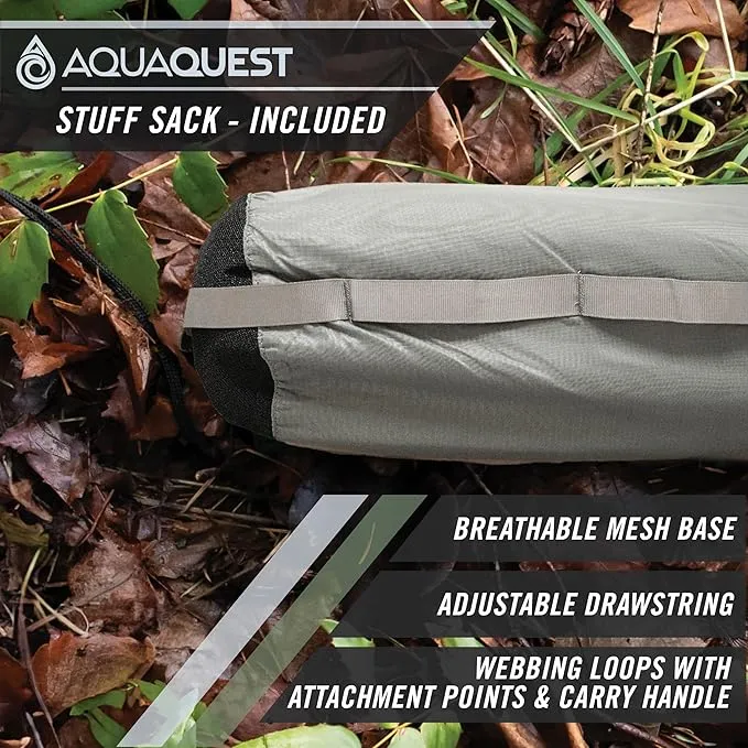 AquaQuest Defender Camping Tarp - Heavy Duty Tent Shelter or Rain Fly - Waterproof Camping Essentials for Hiking, Bushcraft & Hammock, 10 x 10 ft, Stealth Gray