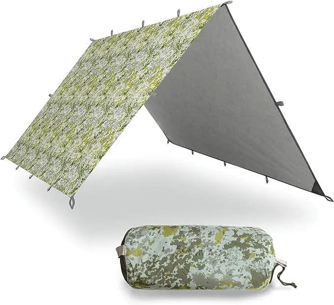 AquaQuest Safari Camping Tarp - Lightweight Durable Rain Fly - Waterproof Camping Essentials for Hiking, Backpacking & Hammock, 15 x 15 ft, Boulder Camo