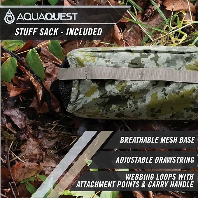 AquaQuest Safari Camping Tarp - Lightweight Durable Rain Fly - Waterproof Camping Essentials for Hiking, Backpacking & Hammock, 15 x 15 ft, Boulder Camo
